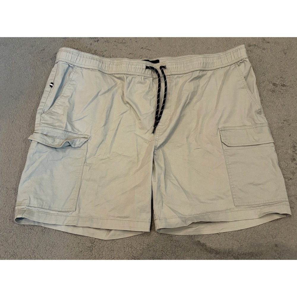 Edgar+Ash Mens 2XL Khaki Cargo Shorts Elastic Waist Stretch Cotton Drawstring